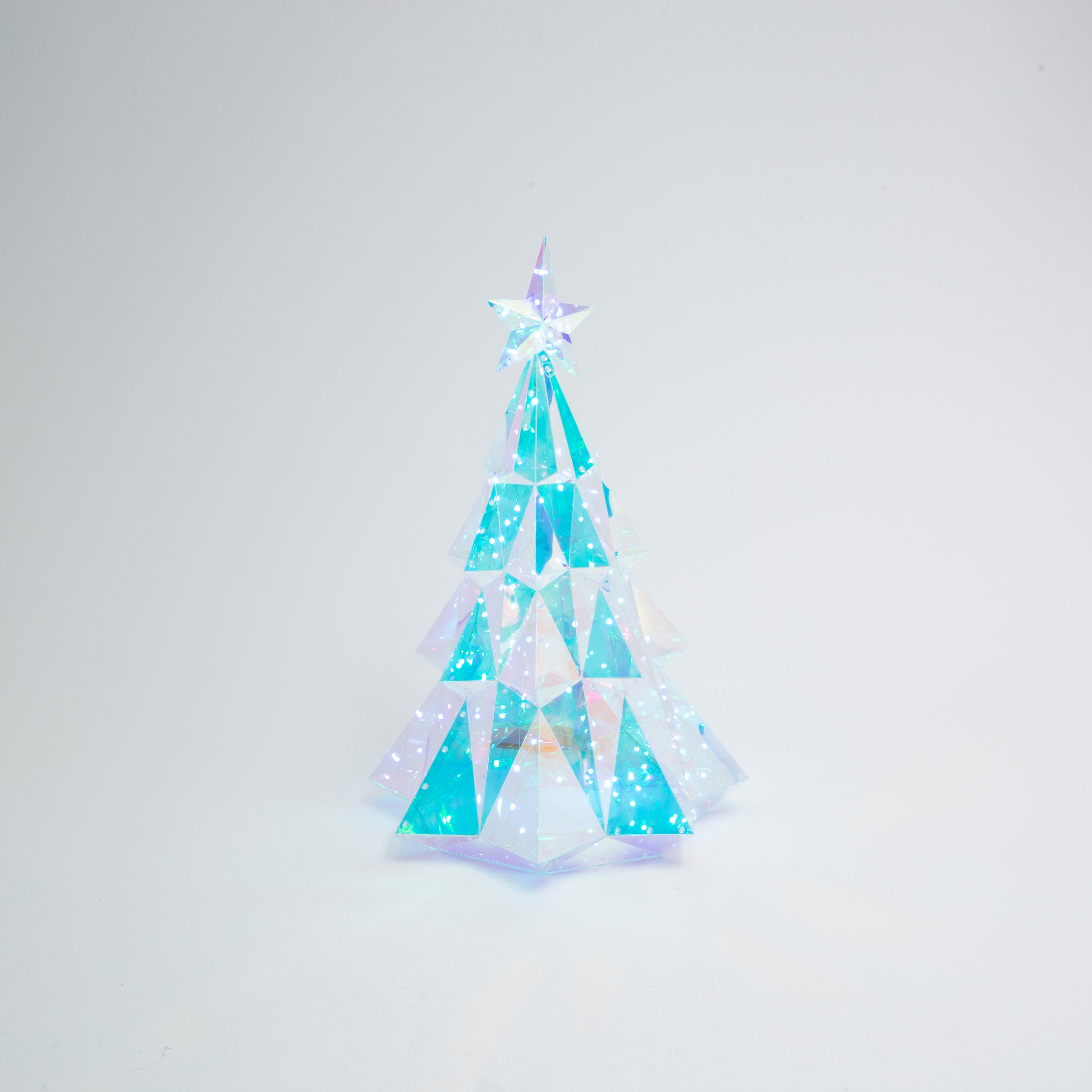 Sculpted 25.6 in H USB Electric RGB Lighted Holographic Holiday Tree